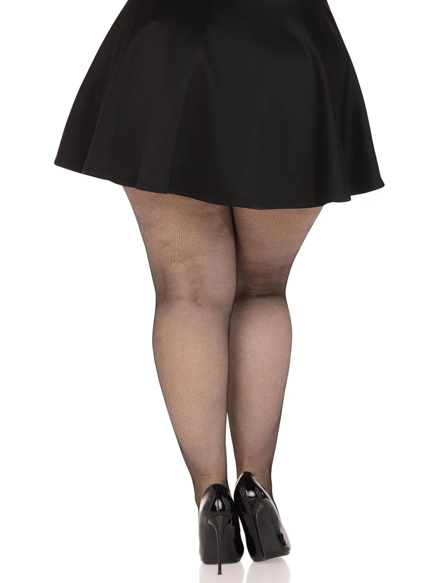 Колготки Leg Avenue Spandex micro net tights, 1X/2X, черные, в мелкую сетку, средняя посадка