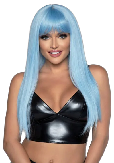 Длинный голубой парик Leg Avenue Long straight bang wig Blue, гладкий, 61 см