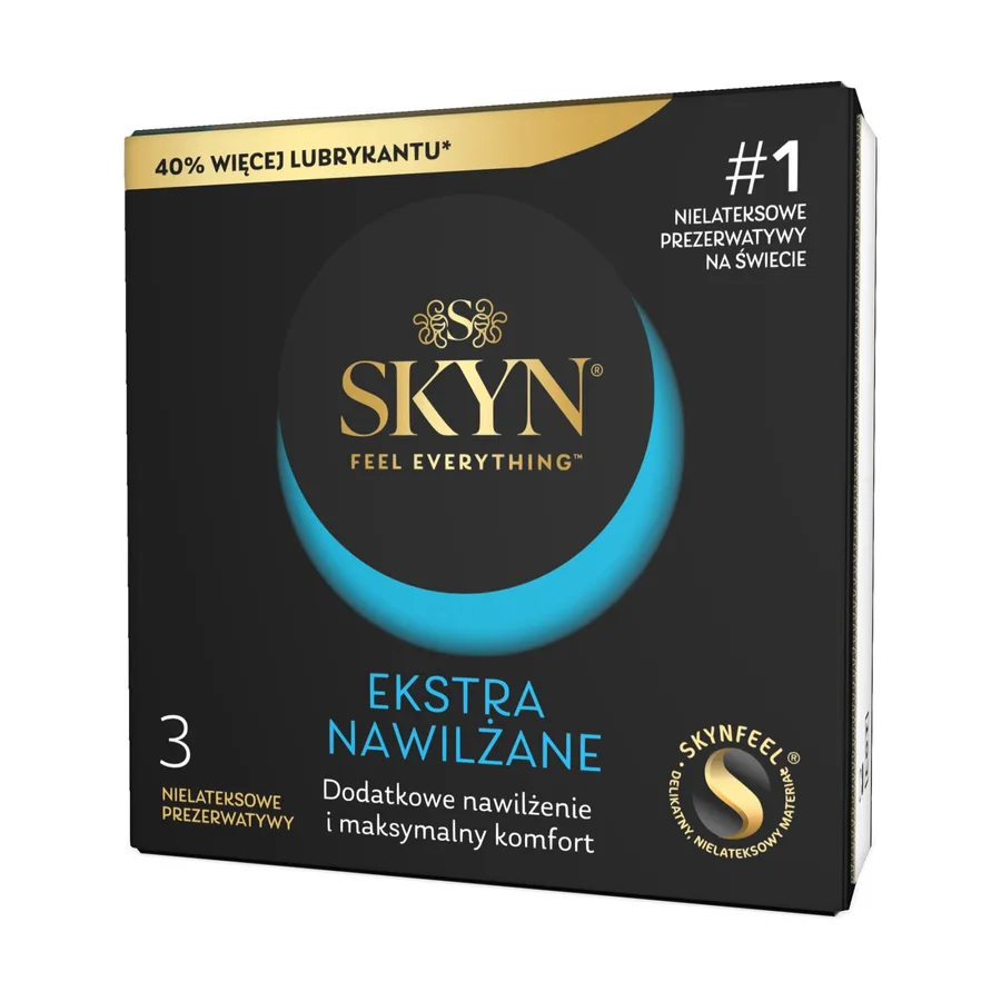 Безлатексні преміум-презервативи SKYN Ekstra Nawilżanel 3 шт, ультратонкі, на 40 % більше змазки