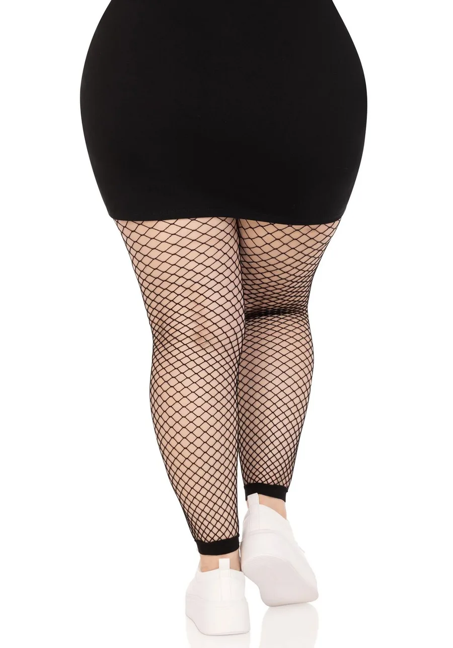 Колготки без стопы Leg Avenue Industrial Net footless tights, 1X/2X, черные, в сетку