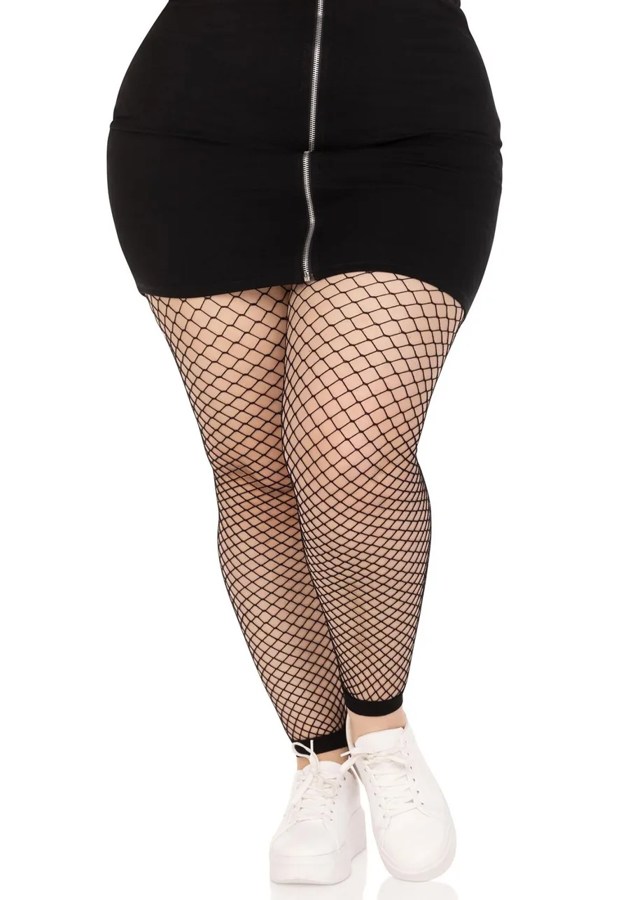 Колготки без стопы Leg Avenue Industrial Net footless tights, 1X/2X, черные, в сетку