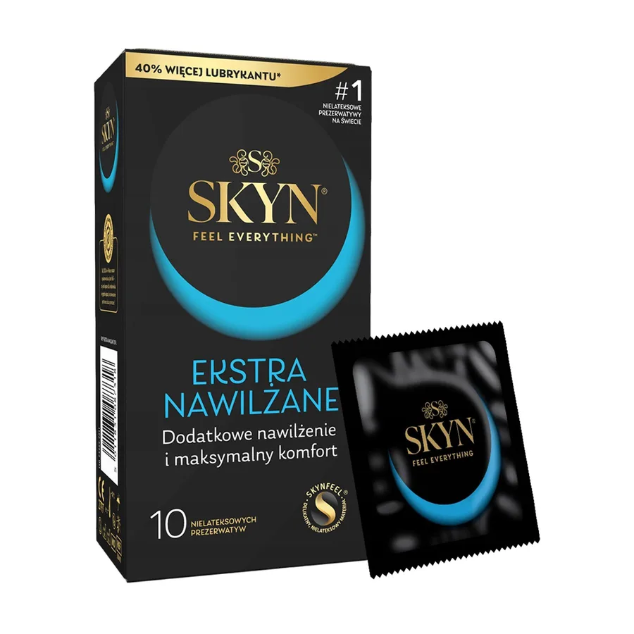 Безлатексні преміум-презервативи SKYN Ekstra Nawilżanel 10 шт, ультратонкі, на 40 % більше змазки
