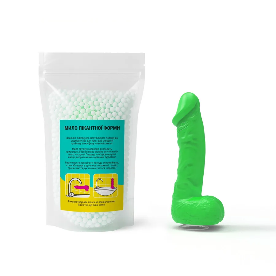 Мило у формі пеніса Чистий Кайф MEDIUM Green, крафтове мило-член, натуральне