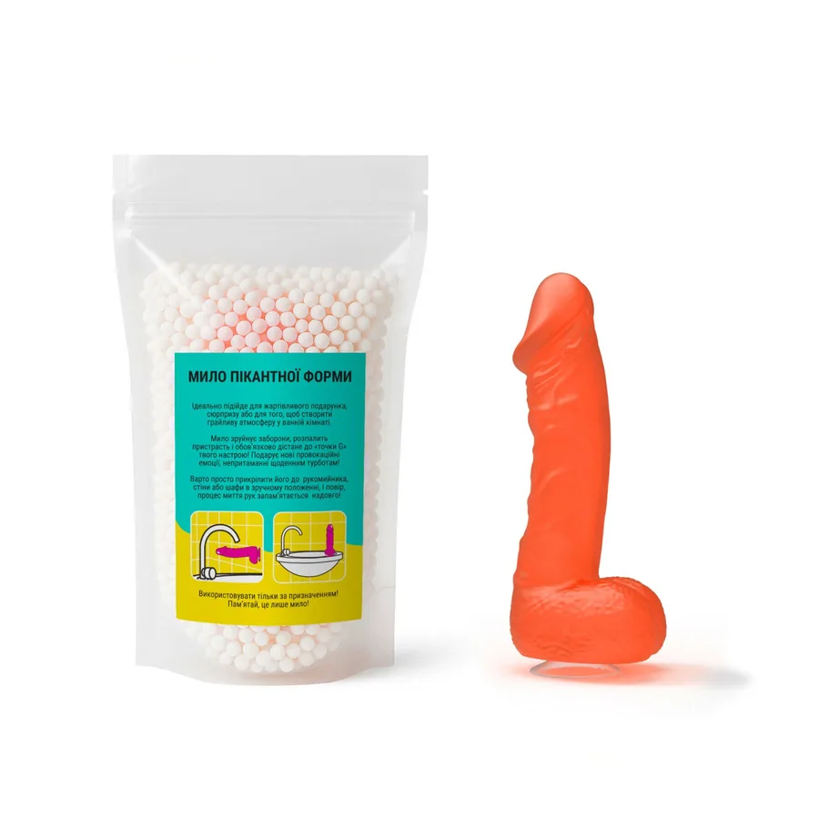 Мыло в форме пениса Чистий Кайф LARGE Orange, крафтовое мыло-член, натуральное