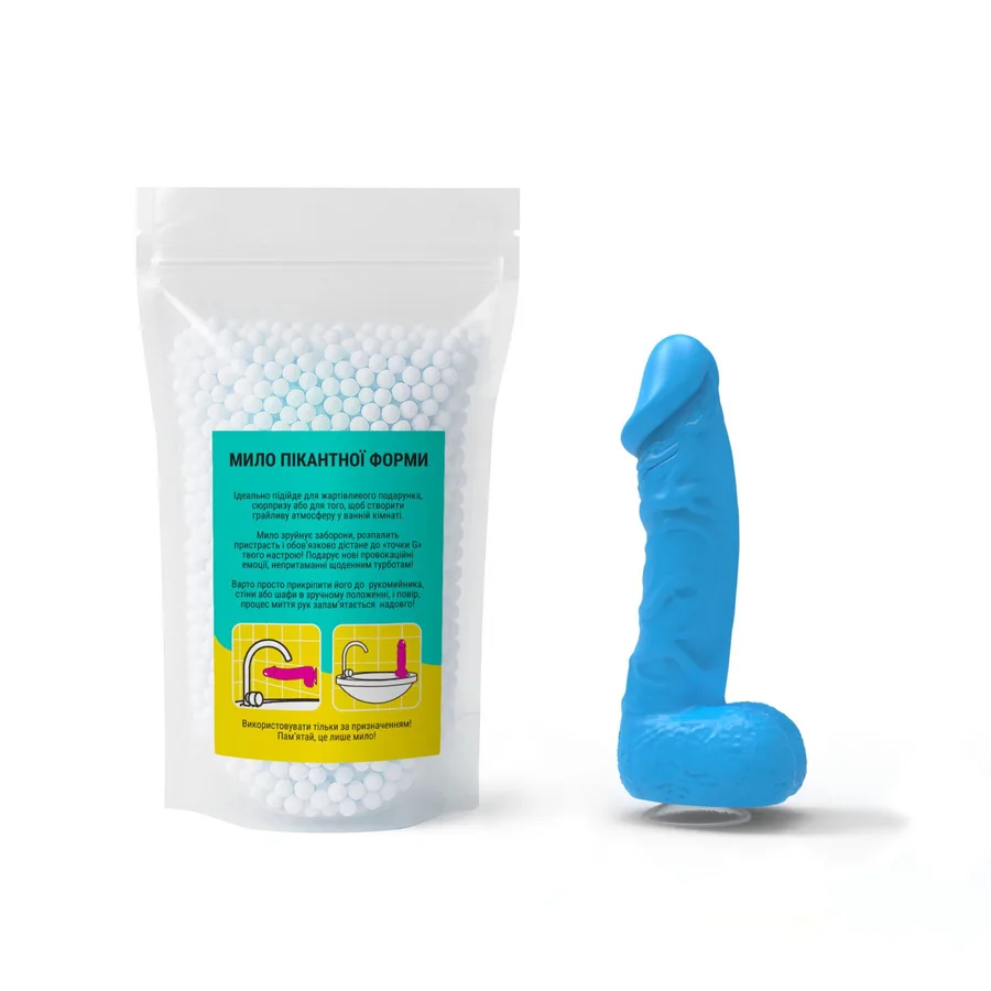 Мыло в форме пениса Чистий Кайф LARGE Blue, крафтовое мыло-член, натуральное