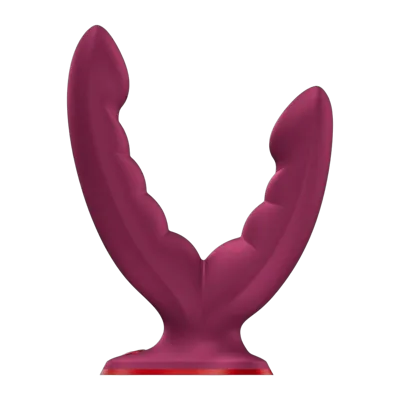 Двойной фаллоимитатор Fun Factory RYDE Wine Red, гибкие стволы, присоска