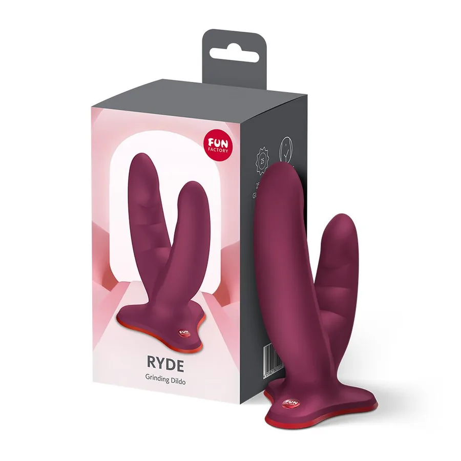 Двойной фаллоимитатор Fun Factory RYDE Wine Red, гибкие стволы, присоска