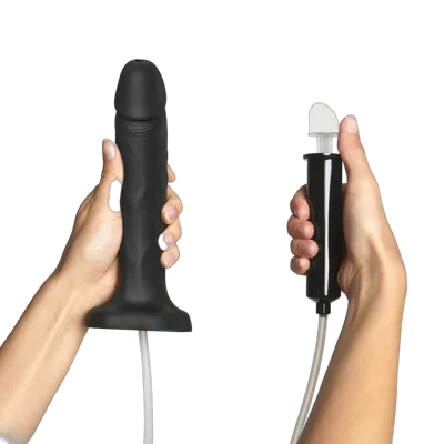 Фалоімітатор, що кінчає Strap-On-Me Squirting Cum Dildo Realistic Black, діам. 3,5 см, силікон