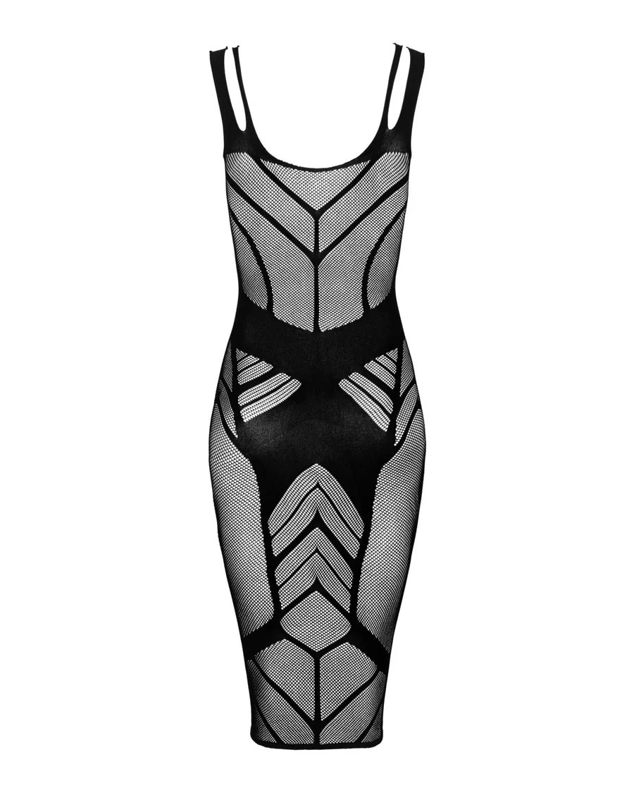 Полупрозрачное платье миди Obsessive D609 dress S/M/L, black