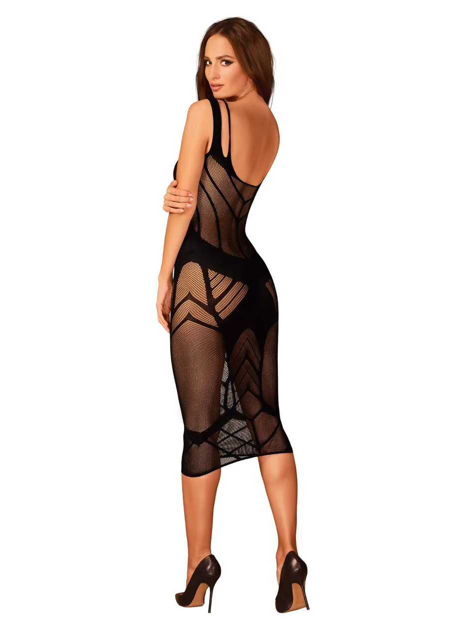 Полупрозрачное платье миди Obsessive D609 dress S/M/L, black