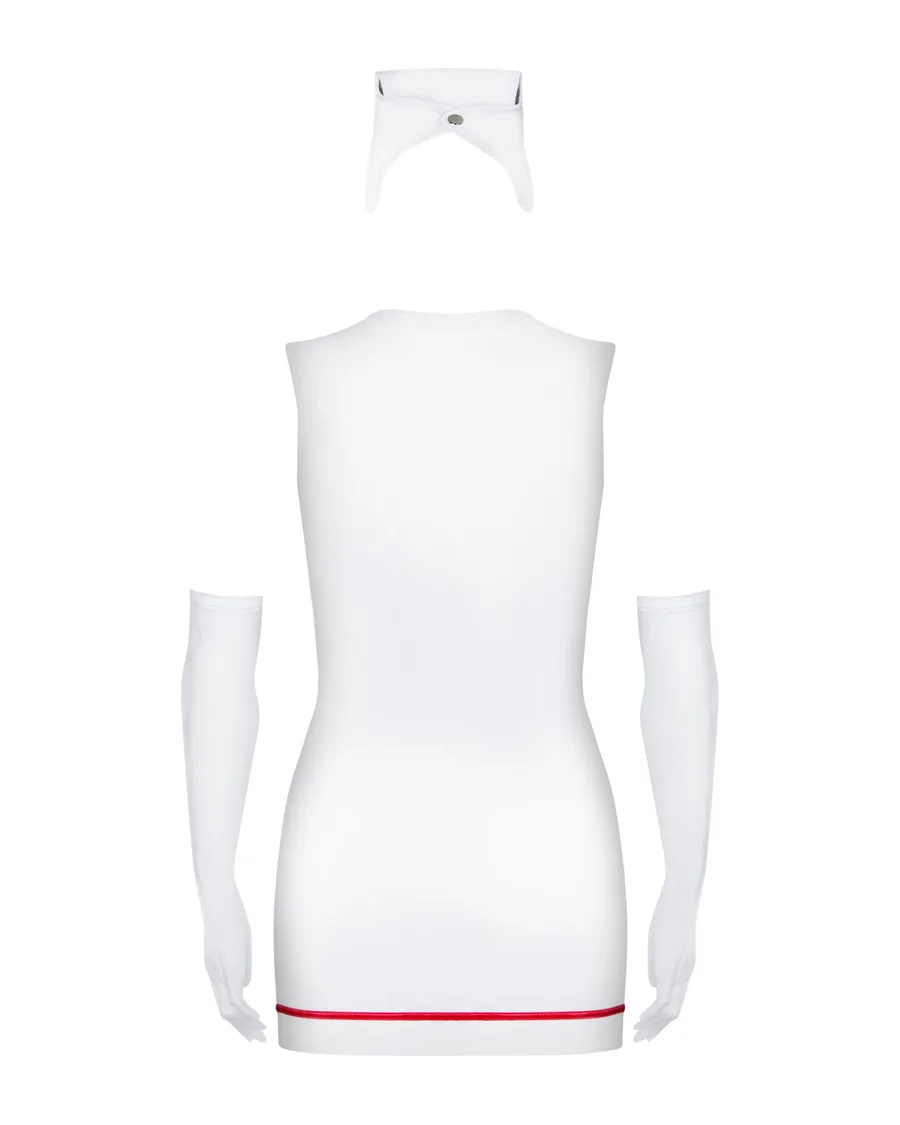 Эротический костюм медсестры Obsessive Emergency dress S/M, white, платье, стринги, перчатки, чепчик, стетоскоп