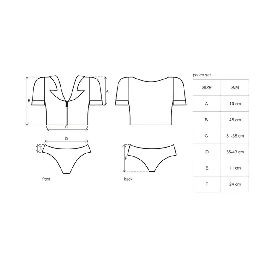 Еротичний костюм поліцейського Obsessive Police set S/M, black, топ, шорти, кепка, пояс, портупея