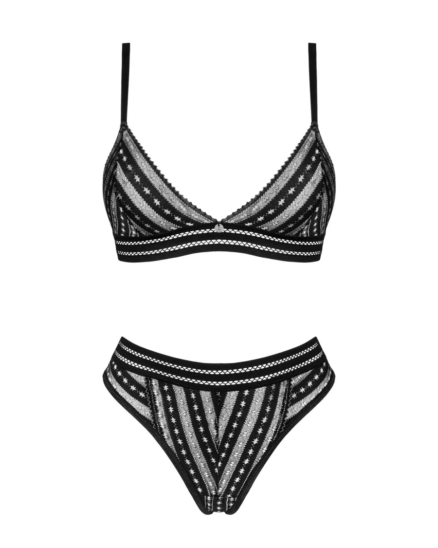 Комплект белья Obsessive Natilya 2-pcs set M/L, black, бюстгальтер, трусики