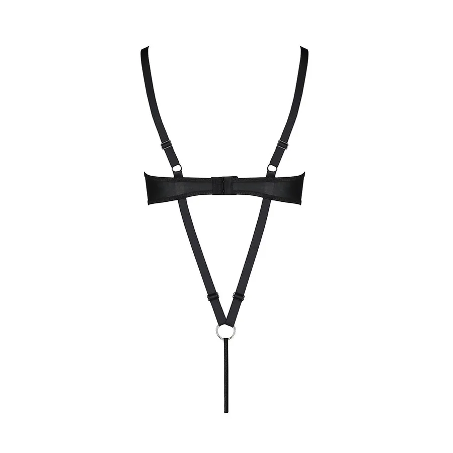 Боди из экокожи Passion CELIN BODY L/XL, black, с доступом, открытый