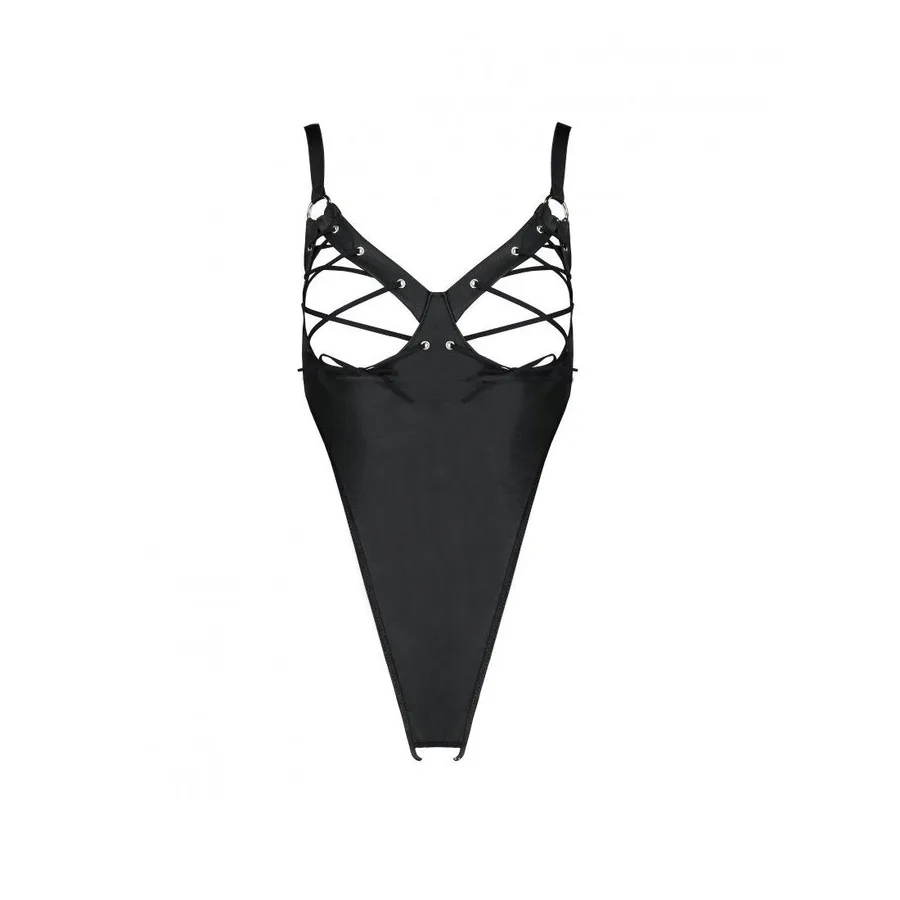 Боді з екошкіри Passion CELIN BODY S/M, black, з доступом, відкритий