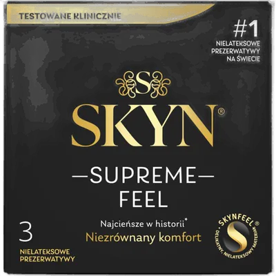 Ультратонкі безлатексні презервативи SKYN Supreme Feel 3 шт, 0,035 мм, природна текстура шкіри