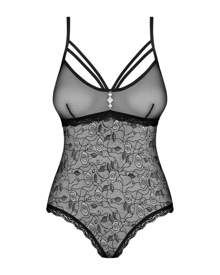 Мереживне боді з доступом Obsessive 818-TED-1 teddy M/L, чорне