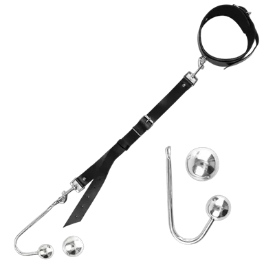 Анальный крюк 4 с ошейником из натуральной кожи Art of Sex - Anal hook, Черный