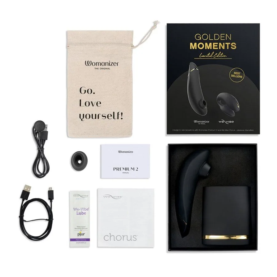 Премиальный подарочный набор Golden Moments: Womanizer Premium и We-Vibe Chorus Black
