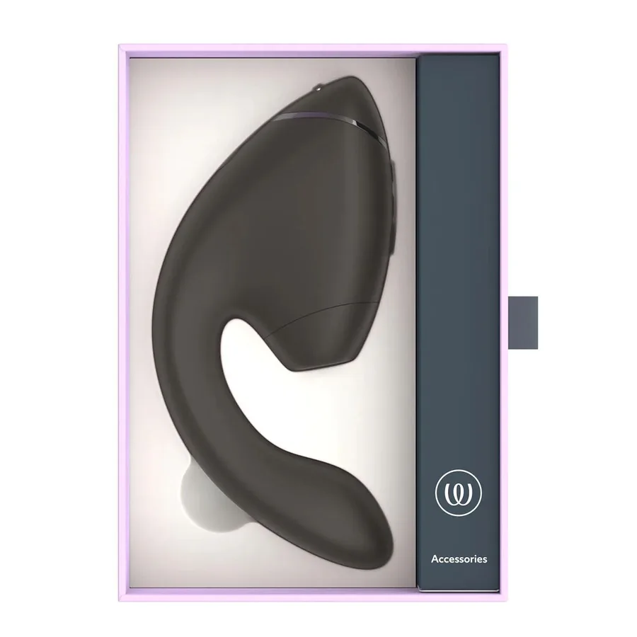 Двойной вакуумный клиторальный стимулятор с вибрацией Womanizer Next Duo - Black