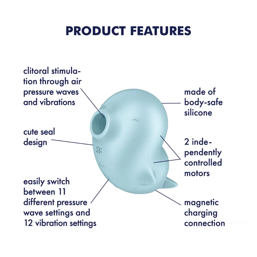 Вакуумный клиторальный стимулятор с вибрацией Satisfyer Sassy Seal, 2 независимых мотора