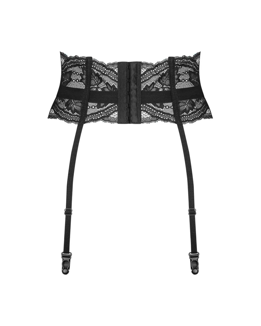 Пояс для чулок Obsessive Nutris garter belt, XS/S, кружевной, с длинными пажами