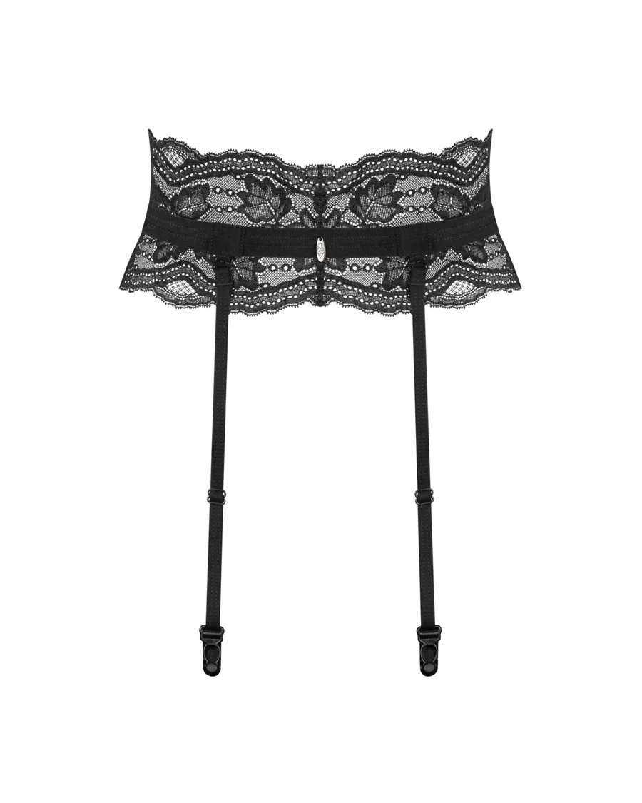 Пояс для чулок Obsessive Nutris garter belt, XL/2XL, кружевной, с длинными пажами