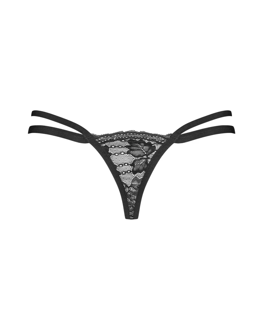 Трусики-стрінги Obsessive Nutris thong, M/L, мереживні, дуже м’які, з подвійними боковинками