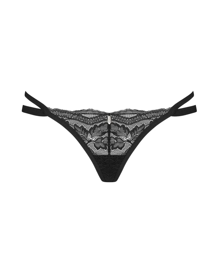 Трусики-стринги Obsessive Nutris thong, XS/S, кружевные, очень мягкие, с двойными боковинками