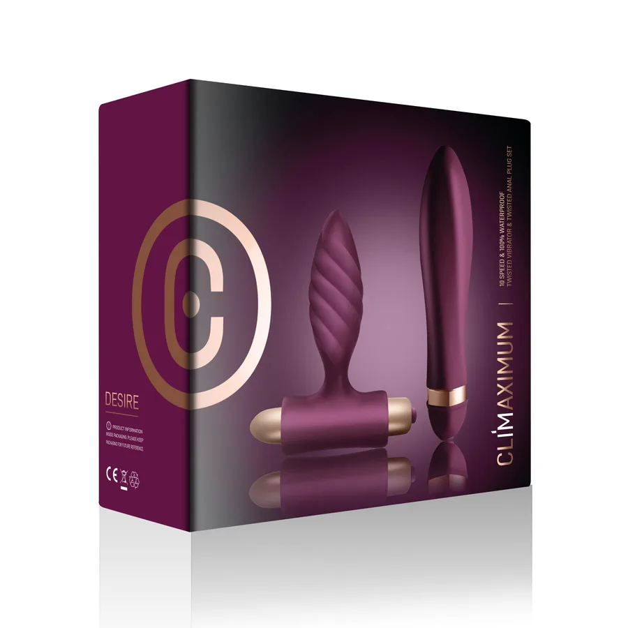 Набор для пар Climaximum Desire анальная пробка + вибратор, 10 режимов, на батарейках