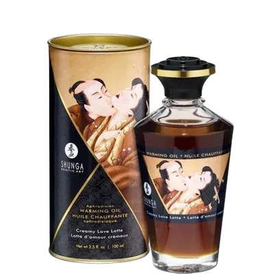 Разогревающее масло Shunga Aphrodisiac Warming Oil – Creamy Love Latte (100 мл) без сахара, вкусное