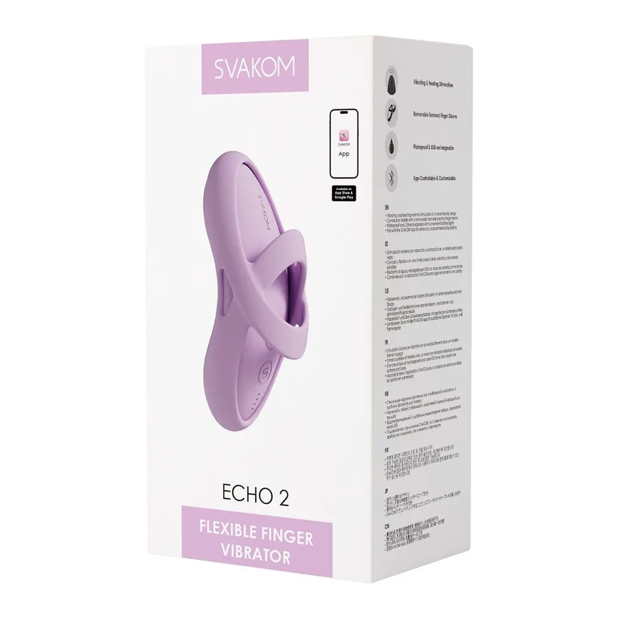 Смарт-вибратор для клитора Svakom Echo 2 Pink Lilac, подогрев до 38 °C, съемная насадка на палец