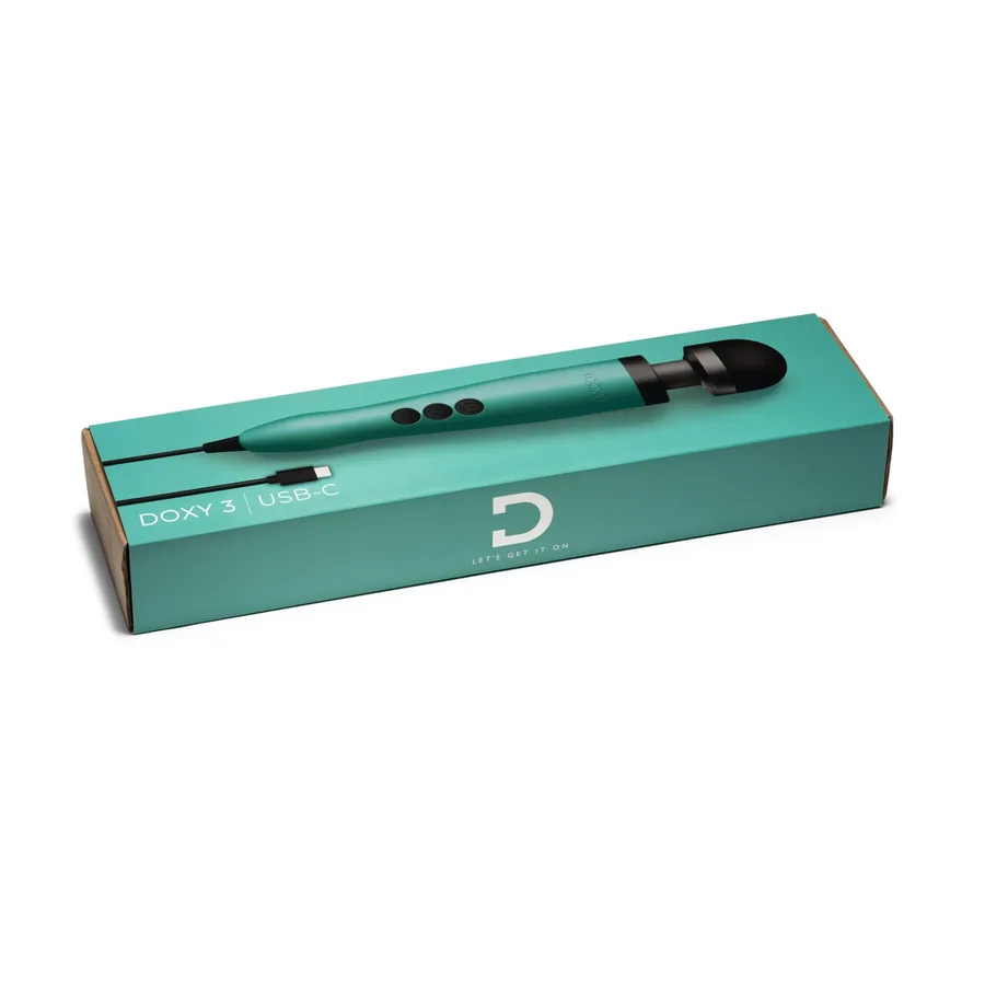 Вібромасажер DOXY3 USB-C Massager TURQUOISE, кабель USB-C, регульована інтенсивність, компактний