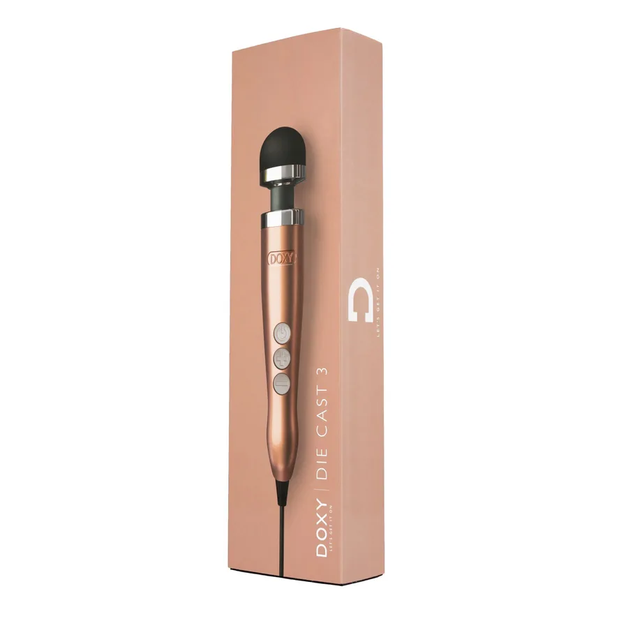 Вибромассажер DOXY Die Cast 3 Rose Gold, очень мощный, питание 220В, металлический корпус