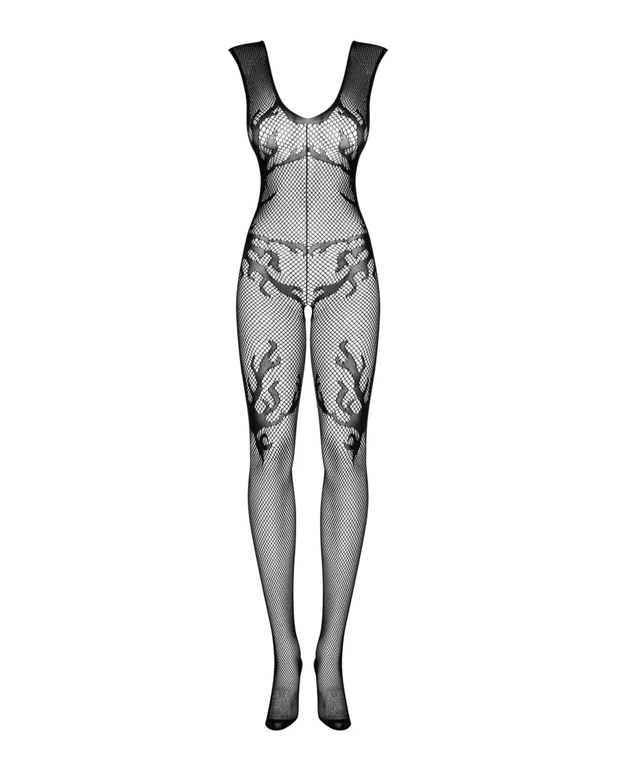 Бодистокинг Obsessive Bodystocking F241, S/M/L, сетка по всему телу, открытые руки, открытая спина