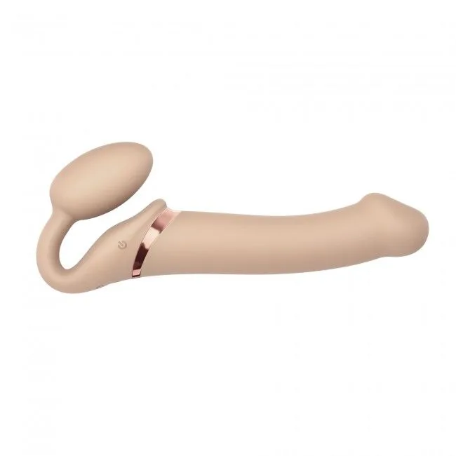 Безремінний страпон з вібрацією Strap-On-Me Vibrating Flesh L, діаметр 4,2 см, пульт ДК, регульований
