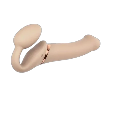 Безремінний страпон з вібрацією Strap-On-Me Vibrating Flesh L, діаметр 4,2 см, пульт ДК, регульований