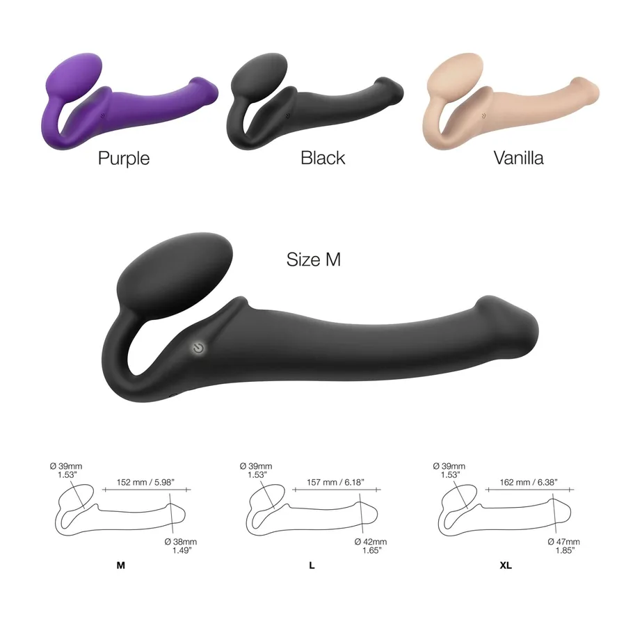 Безремінний страпон з вібрацією Strap-On-Me Vibrating Flesh L, діаметр 4,2 см, пульт ДК, регульований