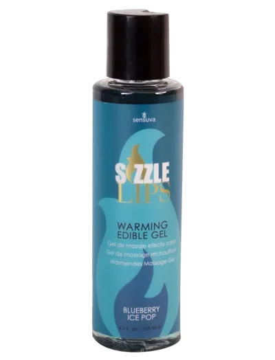 Согревающий массажный гель Sensuva Sizzle Lips Blueberry Ice Pop (125 мл), без сахара, съедобный