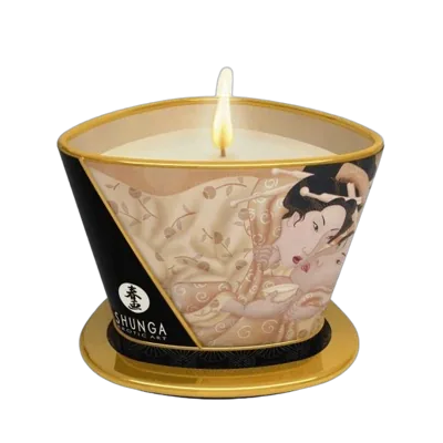 Массажная свеча Shunga Massage Candle - Vanilla Fetish (170 мл) с афродизиаками