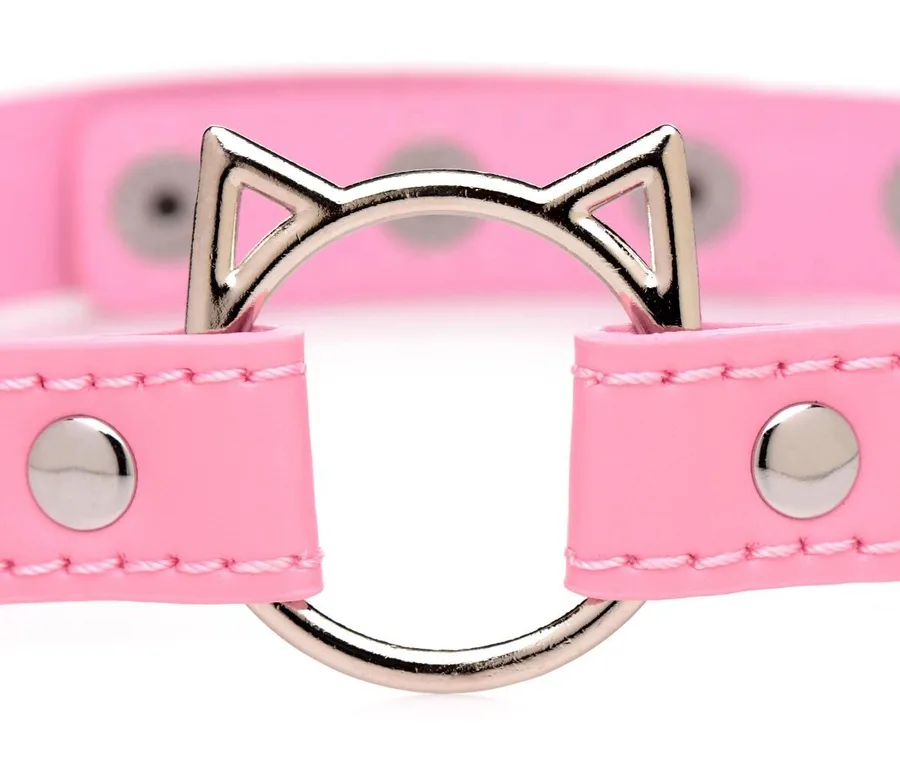 Чокер Master Series Kinky Kitty Ring Slim Choker - Pink