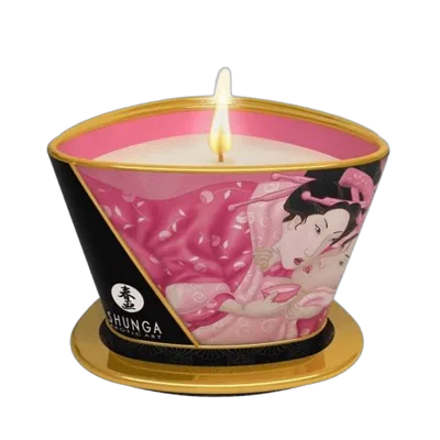 Массажная свеча Shunga Massage Candle – Rose Petals (170 мл) с афродизиаками