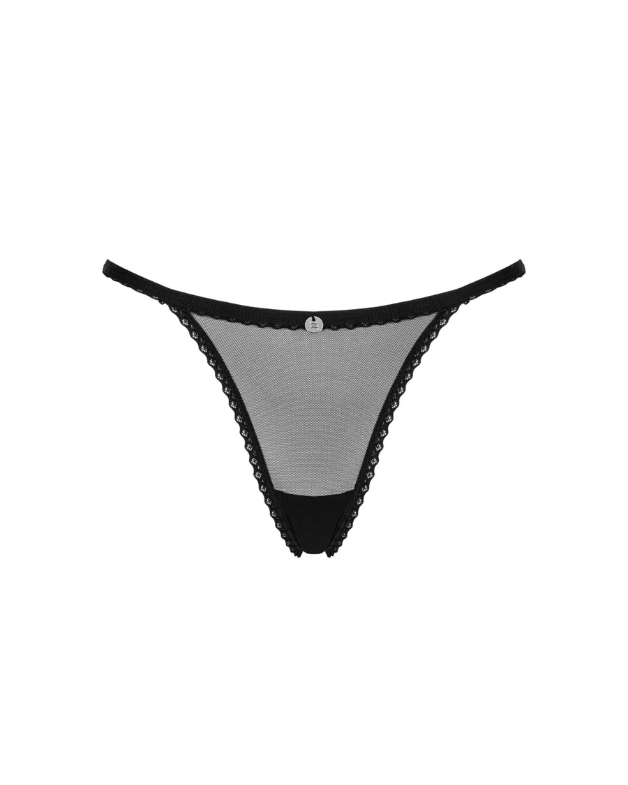 Прозорі стрінги із мереживом Obsessive Celia Noir thong XS/S