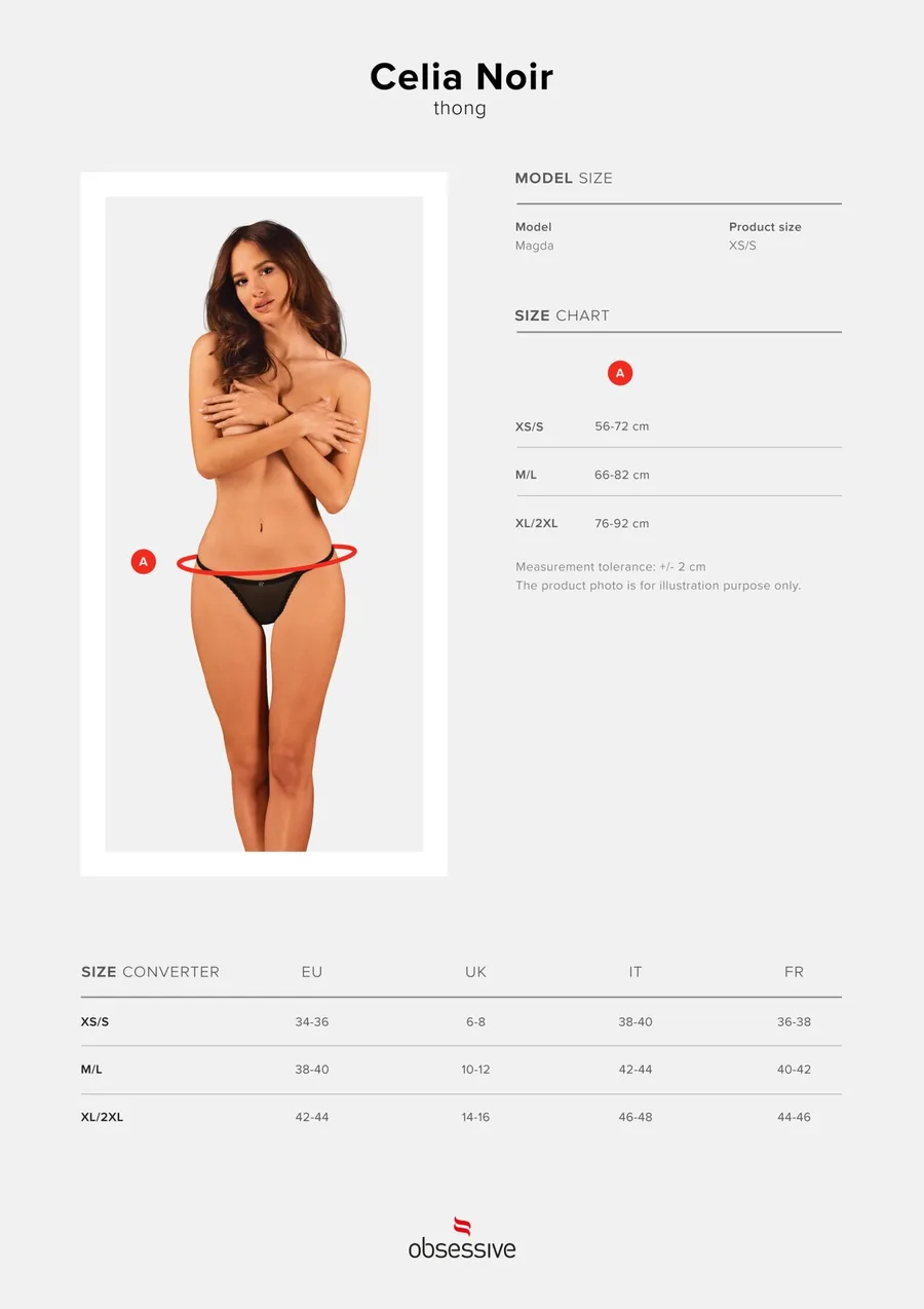 Прозорі стрінги із мереживом Obsessive Celia Noir thong XS/S
