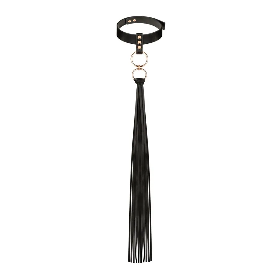 Нашийник с флогером Rosy Gold - Collar with Flogger - Black
