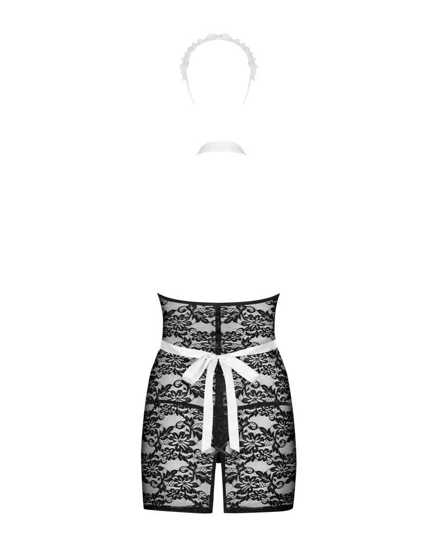 Еротичний костюм покоївки Obsessive Servgirl costume S/M, халат, стрінги, фартух, обруч