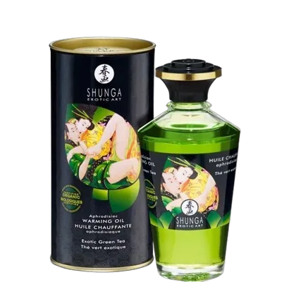 Органическое согревающее масло Shunga Aphrodisiac Warming Oil – Exotic green tea (100 мл) без сахара