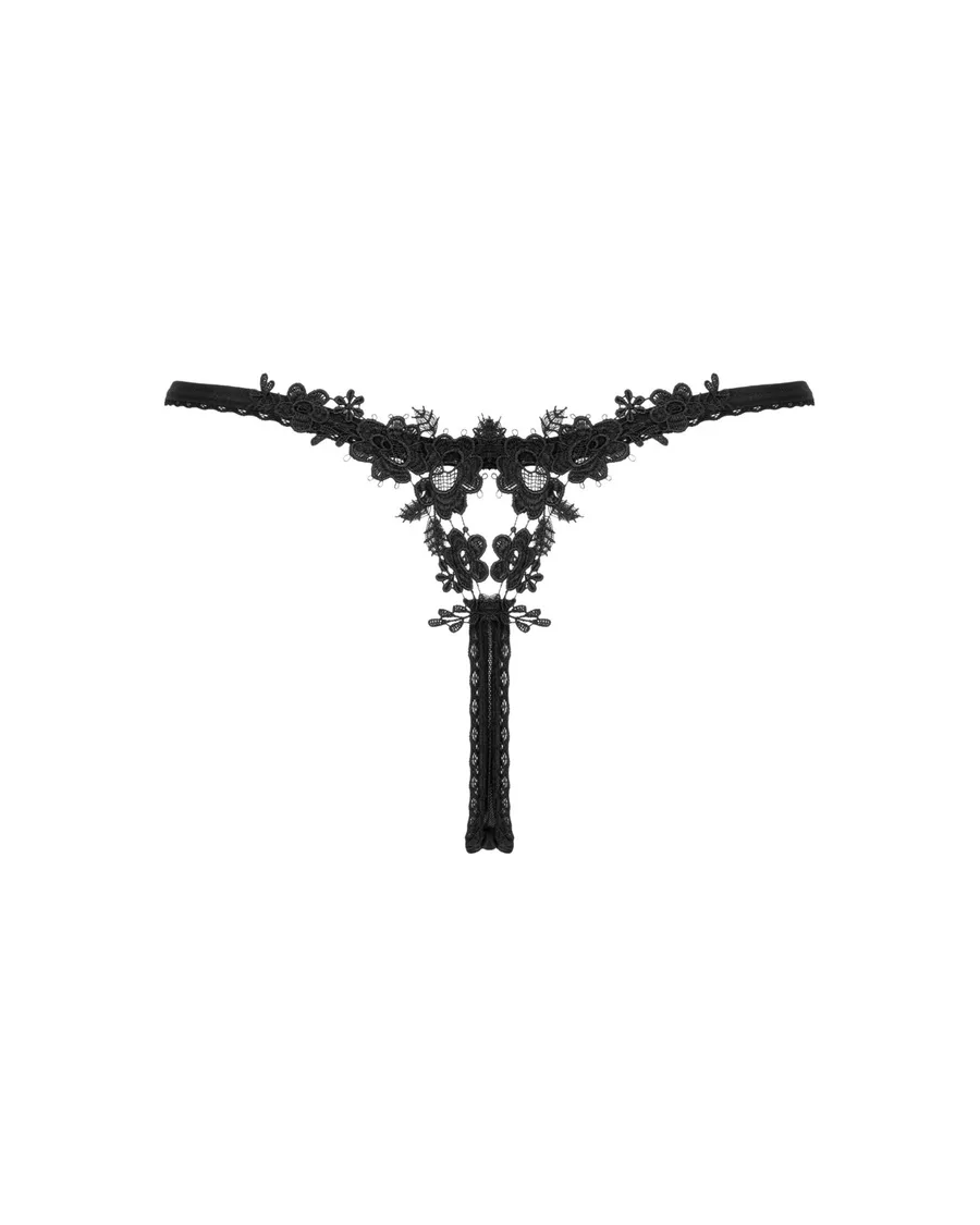 Прозорі стрінги із мереживом Obsessive Celia Noir thong M/L