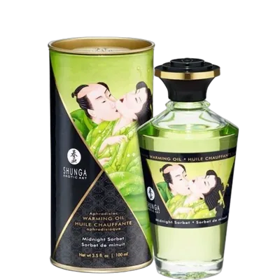 Разогревающее масло Shunga Aphrodisiac Warming Oil – Midnight Sorbet (100 мл) без сахара, вкусное