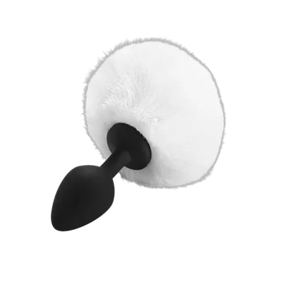 Силіконова анальна пробка М Art of Sex - Silicone Butt plug Rabbit Tail White, діаметр 3,5 см